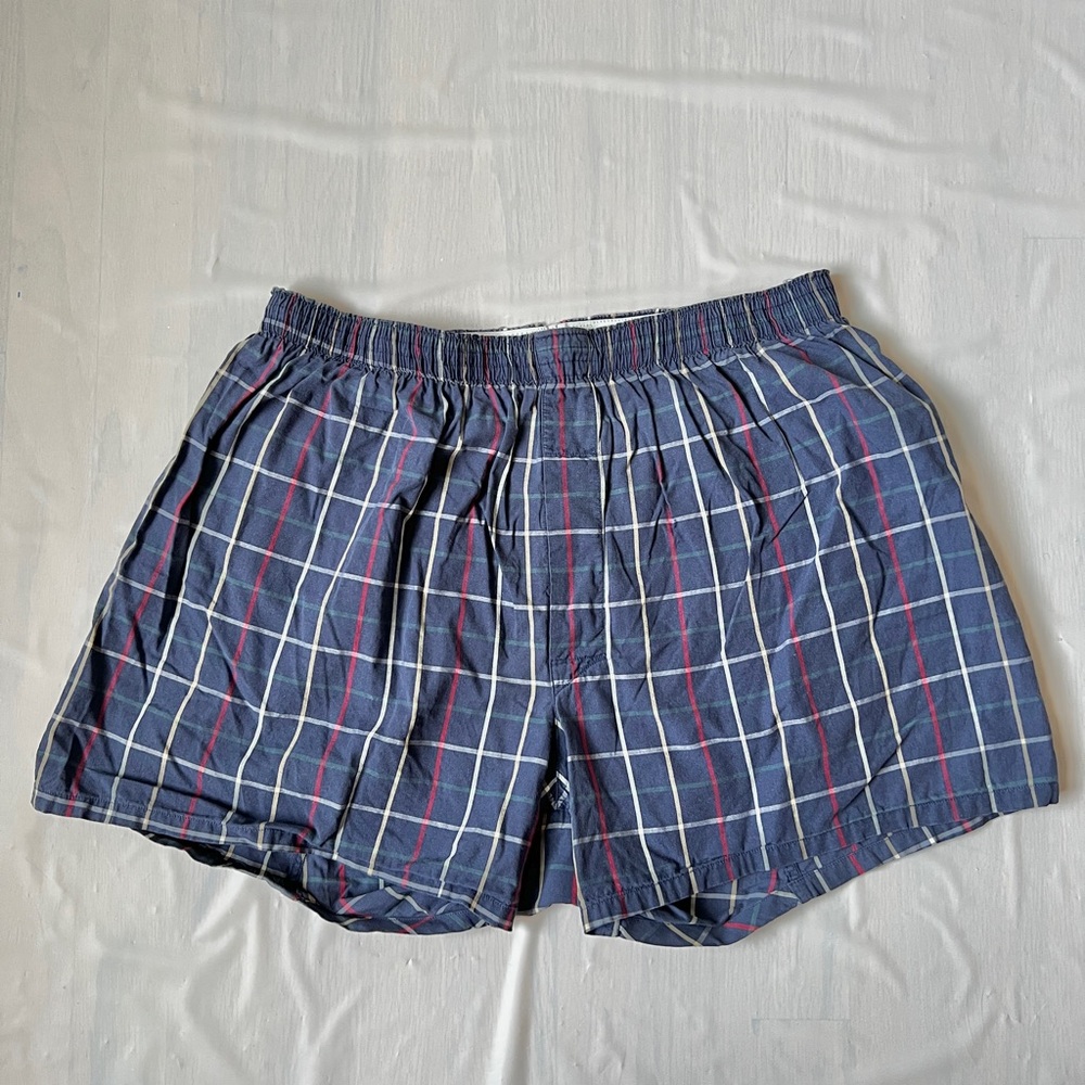 Burberry Blue Plaid Cotton Underwear Boxer Shorts Classic open fly Size L 28-38"